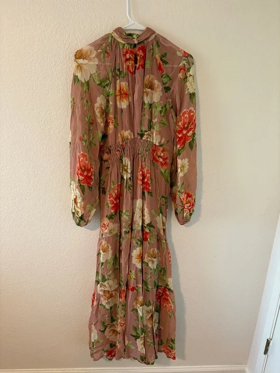 Anthropologie Floral Smocked Waist Maxi Dress - Blush Pink - Picture 7 of 8